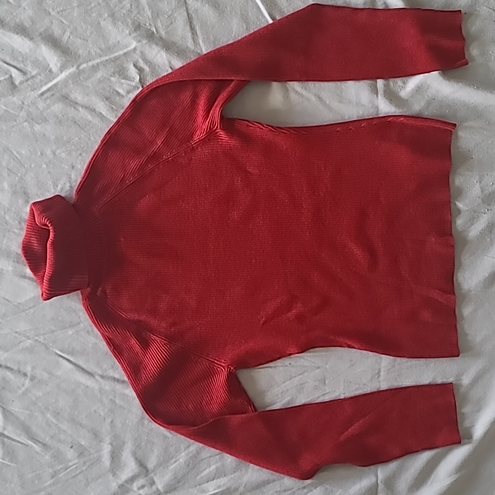INC red ribbed turtleneck sweater petite medium